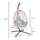 Samuel Alexander Hanging Garden Rattan Egg Chair with Steel Frame and Waterproof Cover in Cool Grey