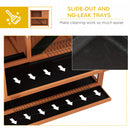 PawHut Wooden Rabbit Hutch, Antiseptic Outdoor, for 1-2 Rabbits - Orange