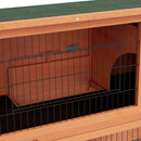 PawHut Wooden Rabbit Hutch, Antiseptic Outdoor, for 1-2 Rabbits - Orange