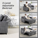 HOMCOM 2 Seater Sofa Bed, Click Clack Pull Out Bed Settee, Charcoal Grey