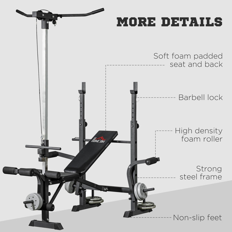 HOMCOM Adjustable Weight Bench Multifunction Full Body Workout Bench