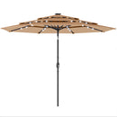 Outsunny 2.8 m Garden Parasol Umbrella with Light, Patio Umbrella, Khaki