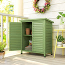 Outsunny Garden Storage Shed Solid Wood Garage Organisation W/ Doors, Green