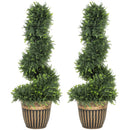 HOMCOM Set Of 2 Potted Artificial Plants, Topiary Spiral Cypress Trees, 90cm