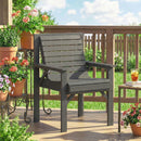Outsunny Wood Garden Chair Outdoor Dining Chair with Curved Seat, Grey