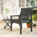 Outsunny Wood Garden Chair Outdoor Dining Chair with Curved Seat, Grey
