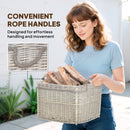 Outsunny Set of 3 Wicker Log Basket with Liner and Rope Handles, Beige