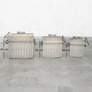 Outsunny Set of 3 Wicker Log Basket with Liner and Rope Handles, Beige