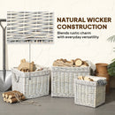 Outsunny Set of 3 Wicker Log Basket with Liner and Rope Handles, Beige