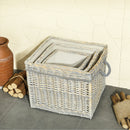 Outsunny Set of 3 Wicker Log Basket with Liner and Rope Handles, Beige