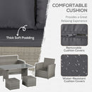 Outsunny Rattan Sofa Set with Footstools - Grey
