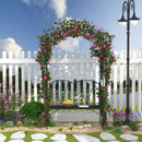 Outsunny Garden Bench, Metal Garden Loveseat with Arch for Climbing Plants