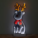 40cm Light up Christmas Reindeer Infinity Mirror Decoration on Metal Base with LEDs