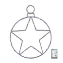 49cm Battery Powered Light up Christmas Silver Star Ball with Twinkling White LEDs