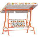 AIYAPLAY Kids Porch Swing with Seat Belts, Adjustable Canopy, Orange
