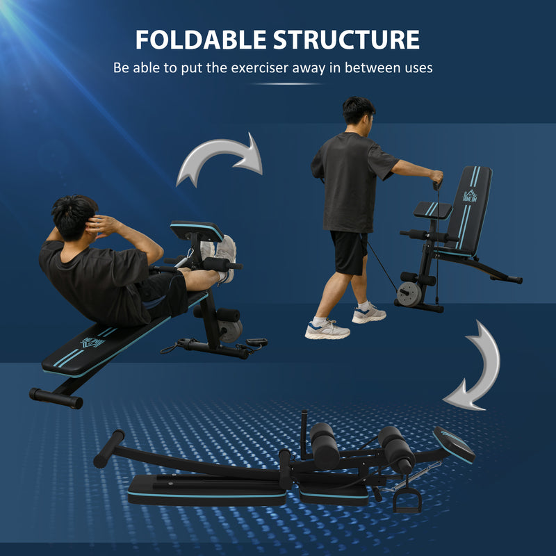 HOMCOM Foldable Dumbbell Bench Weight Training 7 Incline Adjustable, Blue