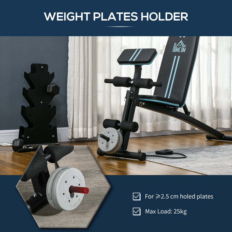 HOMCOM Foldable Dumbbell Bench Weight Training 7 Incline Adjustable, Blue