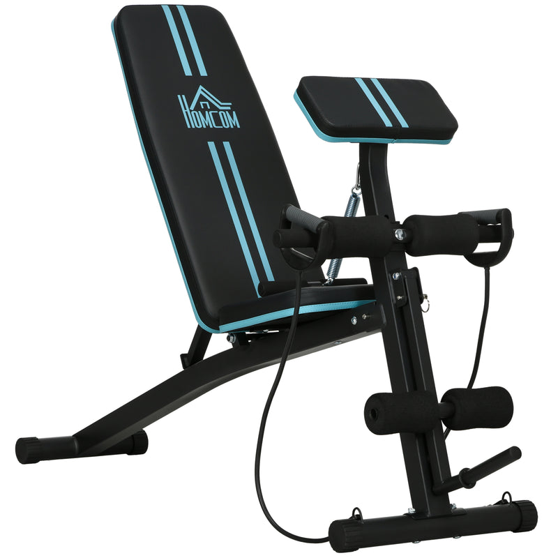 HOMCOM Foldable Dumbbell Bench Weight Training 7 Incline Adjustable, Blue