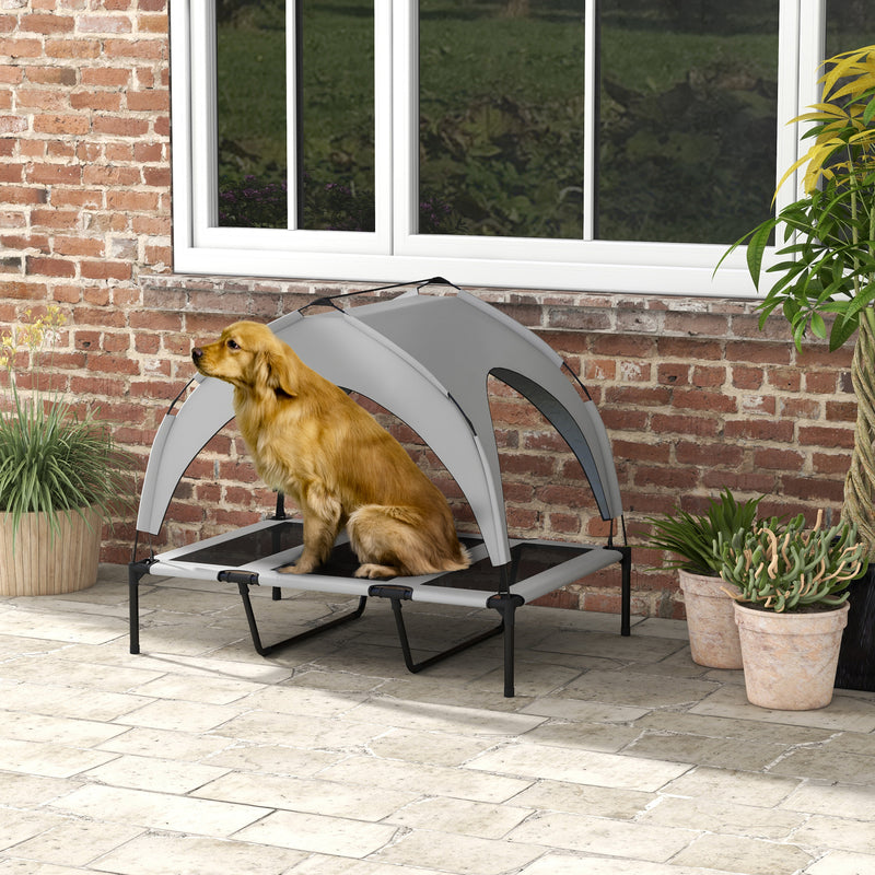 PawHut Cooling Raised Dog Bed w/ Breathable Mesh, Light Grey