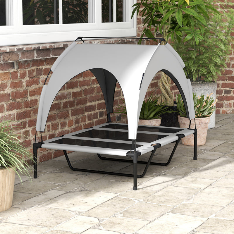 PawHut Cooling Raised Dog Bed w/ Breathable Mesh, Light Grey