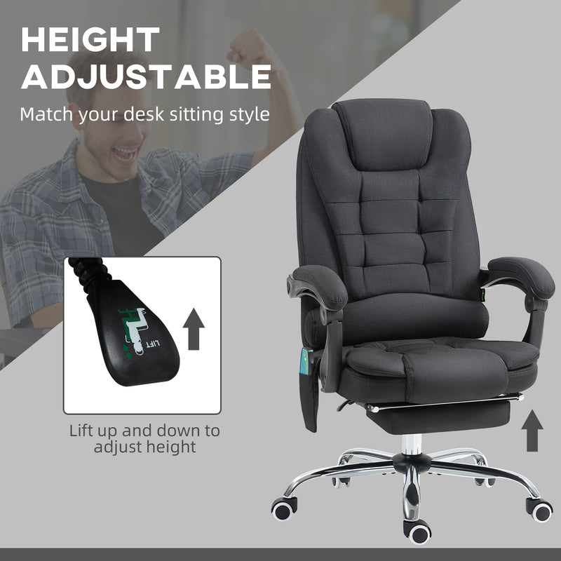 Vinsetto Heated Vibration Massage Office Chair with Footrest,Black