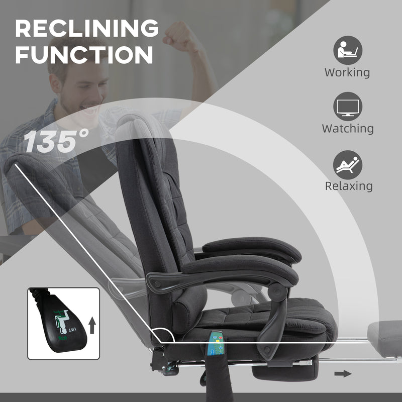 Vinsetto Heated Vibration Massage Office Chair with Footrest,Black