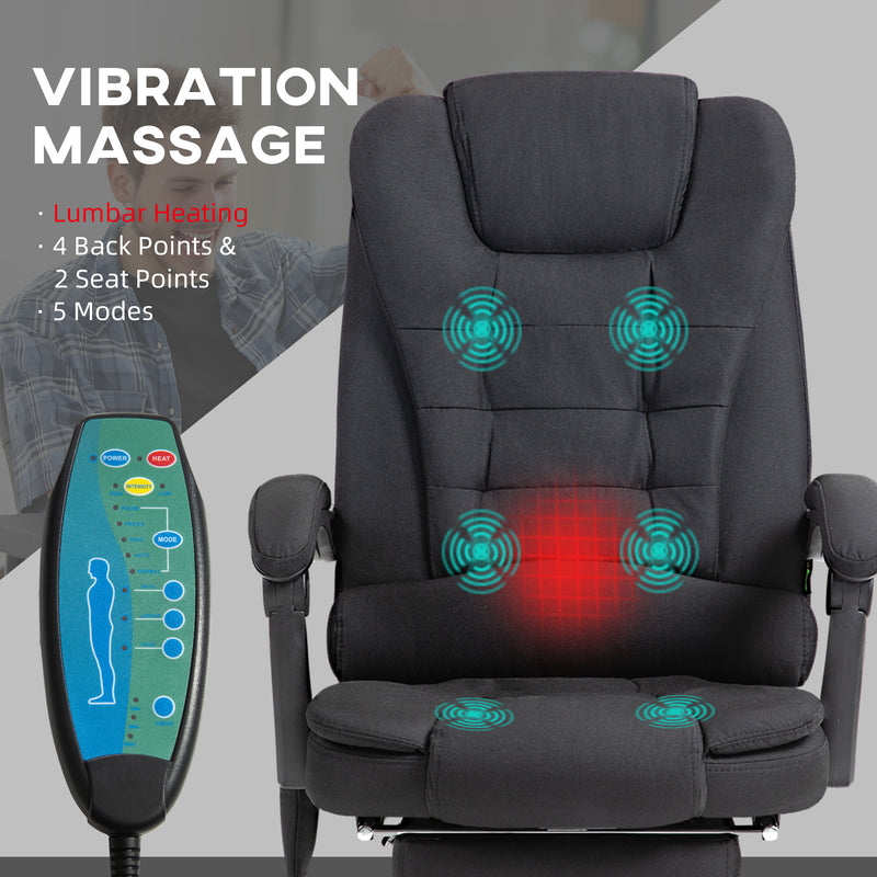 Vinsetto Heated Vibration Massage Office Chair with Footrest,Black