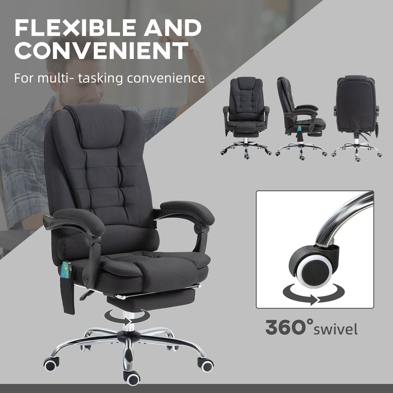 Vinsetto Heated Vibration Massage Office Chair with Footrest,Black