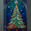 21cm Battery Operated Double Sided Stained Glass Christmas Tree Decoration with LEDs