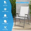 4 Pieces Patio Folding Chairs with Rustproof Metal Frame-White