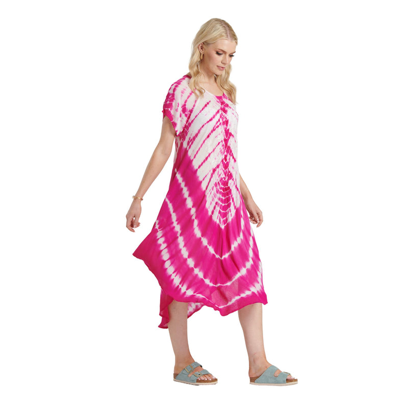 Tie Dye Sleeved Dress - Pink