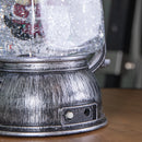 24cm Dual Powered Light up Silver Antique Lantern Christmas Water Spinner with Snowman Scene
