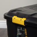 145L Heavy Duty Lockable & Stackable Storage Tub Chest on Wheels with Clips in Black