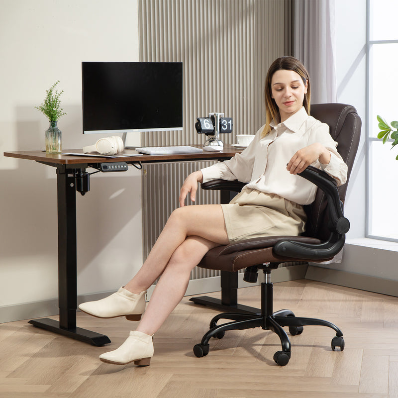 HOMCOM PU Leather Office Desk Chair with Thick Cushion