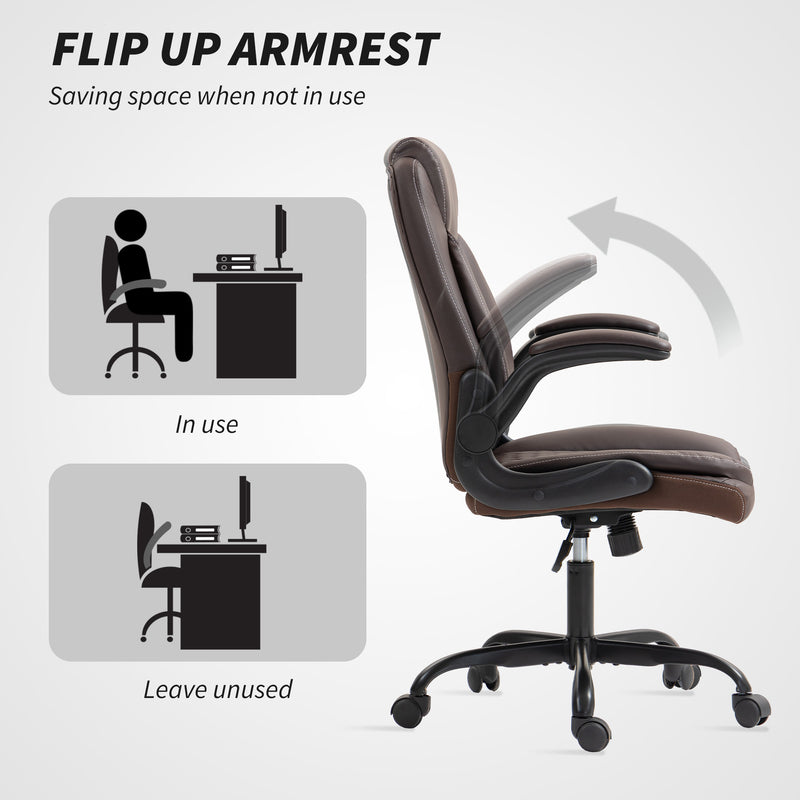 HOMCOM PU Leather Office Desk Chair with Thick Cushion