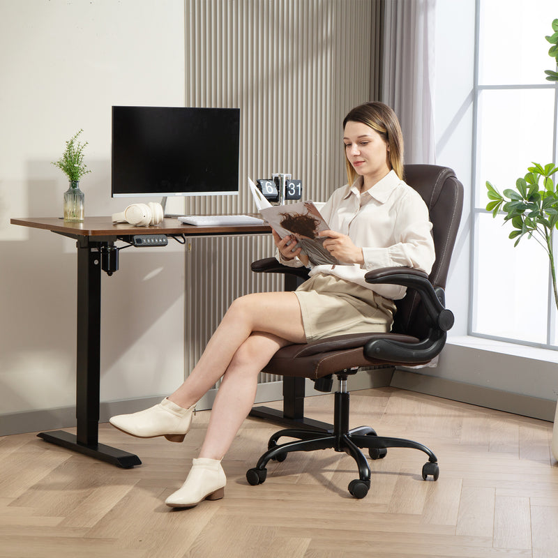HOMCOM PU Leather Office Desk Chair with Thick Cushion