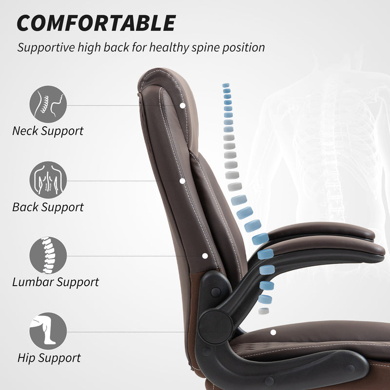 HOMCOM PU Leather Office Desk Chair with Thick Cushion