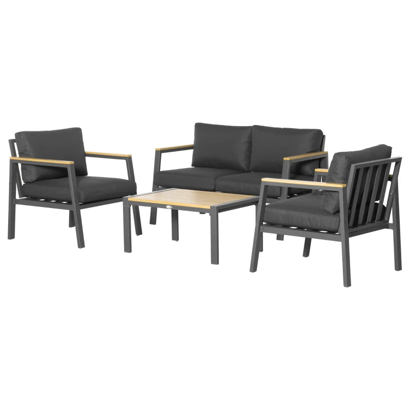 Outsunny Garden Sofa Set 4 Piece with Cushions - Grey