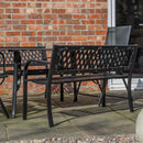 Outdoor 6 Person Rectangular Glass Top Garden Dining Table Benches & Chairs Set