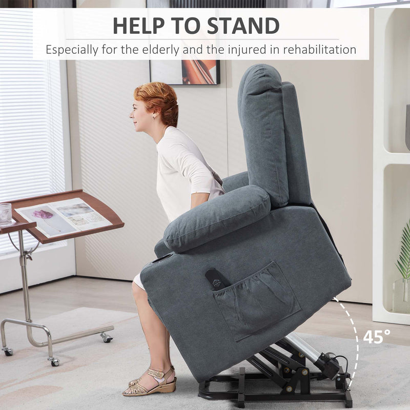HOMCOM Riser And Recliner Chair W/ Remote, Lift Chair For Elderly, Light Grey