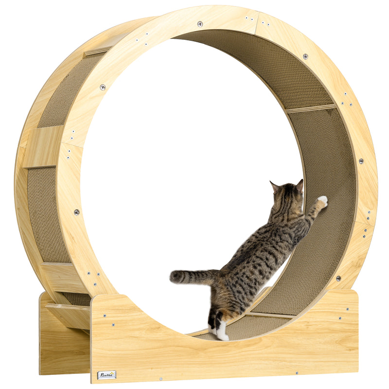 PawHut Cat Wheel with Brake, Scratching Pads for Health