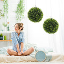 HOMCOM Set Of 2 Artificial Plant Topiary Balls, Faux Plants For Decor, Green