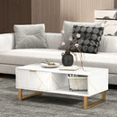 HOMCOM Coffee Table, Living Room Table with Drawer and Open Shelves