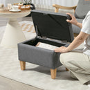 HOMCOM Linen Storage Ottoman Storage Box With Rubberwood Legs, Charcoal Grey