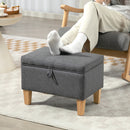 HOMCOM Linen Storage Ottoman Storage Box With Rubberwood Legs, Charcoal Grey