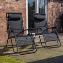 Multi Position Garden Gravity Relaxer Chair Sun Lounger with Sun Canopy in Black