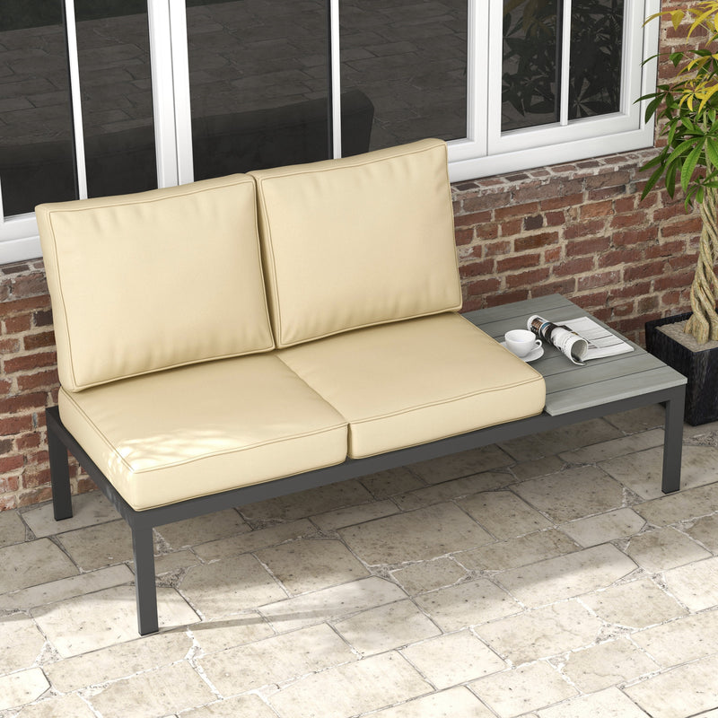 Outsunny 2 Seater Outdoor Seat Cushion with Back, for Garden, Light Grey
