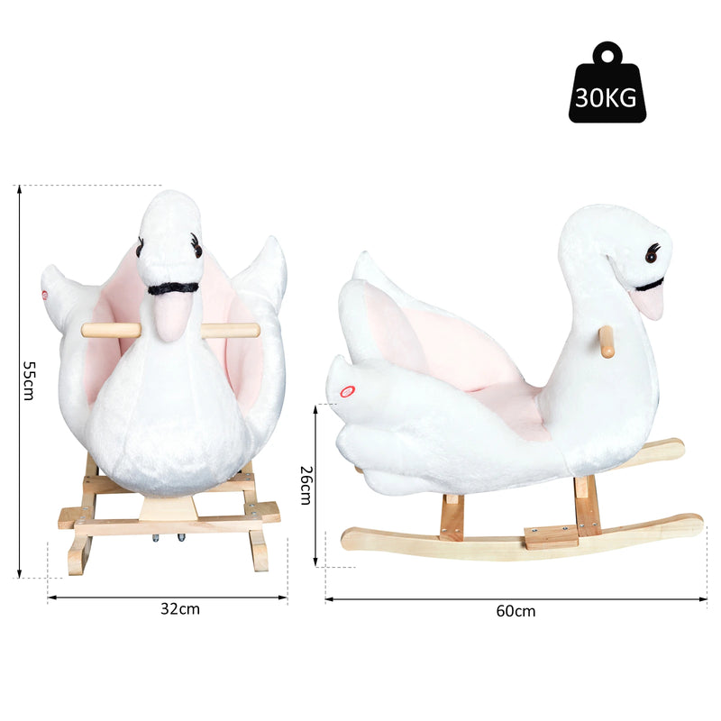 HOMCOM Children's Ride on  Swan - White and Pink