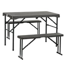 Outsunny HDPE Picnic Table Set w/ Beer Table & 2 Benches for 6, Dark Grey