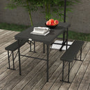 Outsunny HDPE Picnic Table Set w/ Beer Table & 2 Benches for 6, Dark Grey